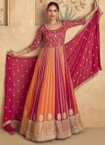 Georgette Multi Color Wedding Wear Sequins Work Readymade Anarkali Suit